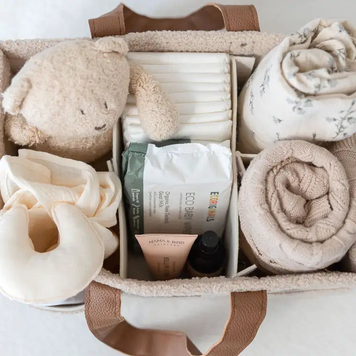 Linen Label Nude Side Pocket Nappy Caddy - Large