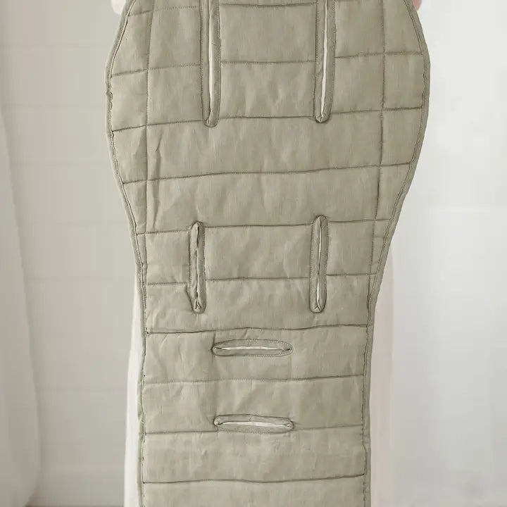 Linen Label Sage & Pinstripe French Linen Pram Liner Cushion