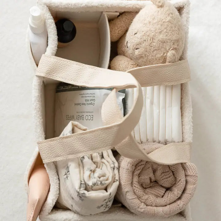 Linen Label Snow Side Pocket Nappy Caddy - Large