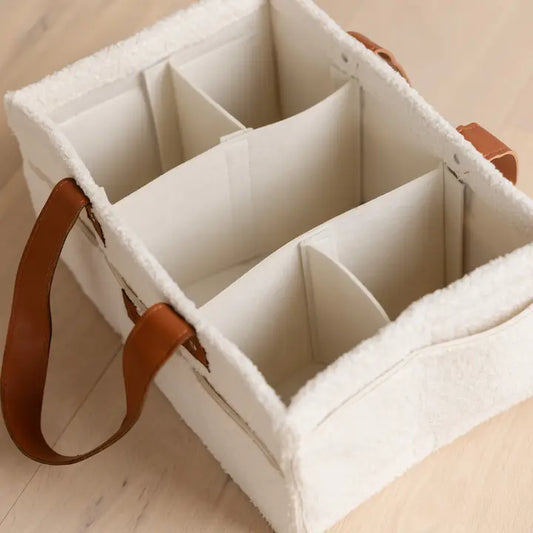 Linen Label Nappy Caddy Organiser - Cream