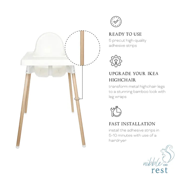 Nibble and Rest Ikea Highchair Leg Wraps - Bamboo