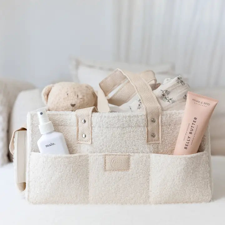 Linen Label Snow Side Pocket Nappy Caddy - Large