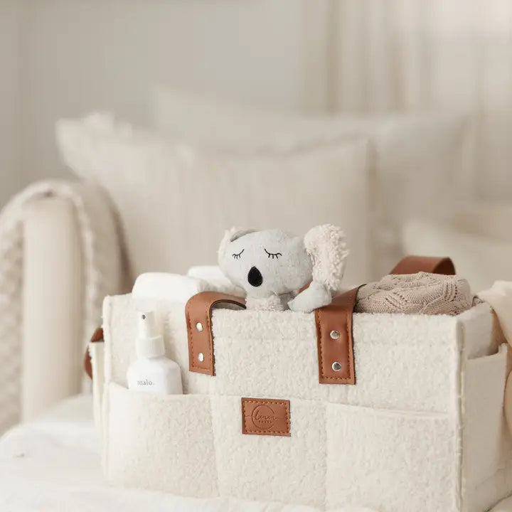 Linen Label Nappy Caddy Organiser - Cream
