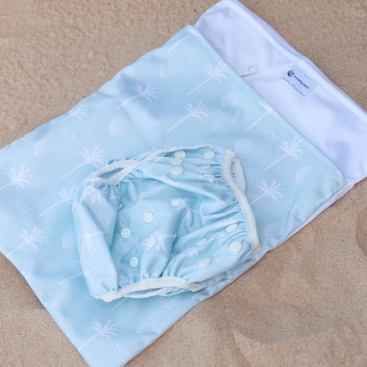 Anchor & Arrow Reusable Swim Nappy & Wet Bag - Sage Palm
