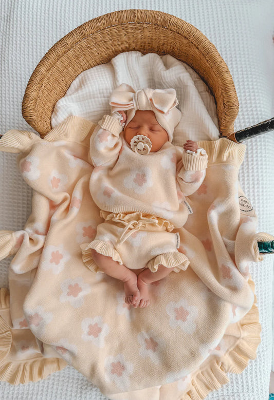 Indigo Dreams Daisy Floral Frill Blanket