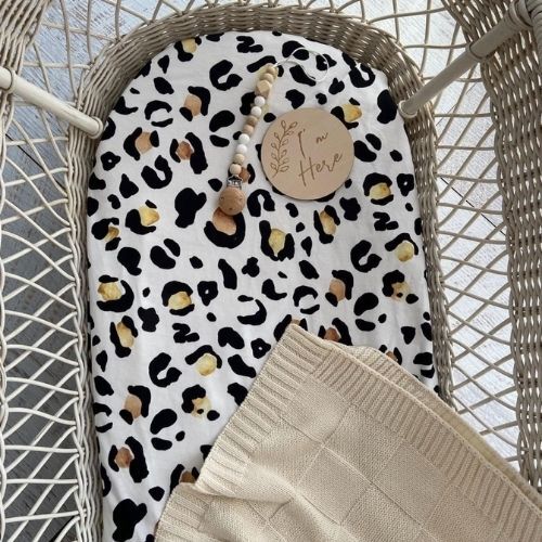Anchor & Arrow Bassinet Fitted Sheet & Change Table Cover - Leopard Print