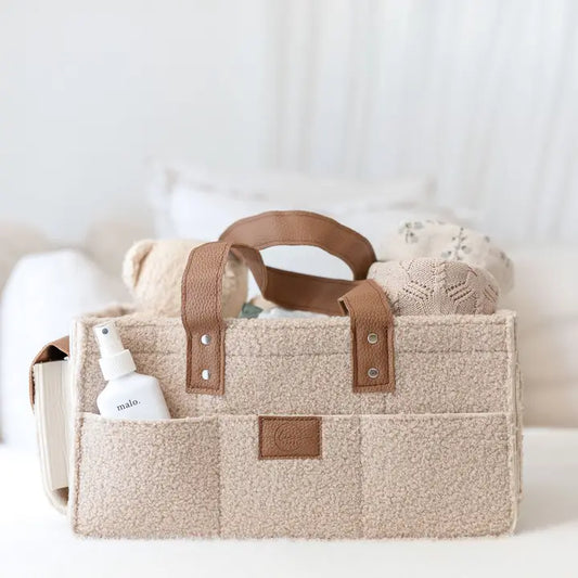 Linen Label Nude Side Pocket Nappy Caddy - Large