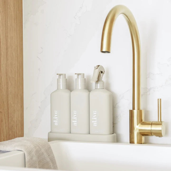 Al.ive Dishwashing Liquid, Hand Wash & Bench Spray + Tray - Lemon & Pomegranate