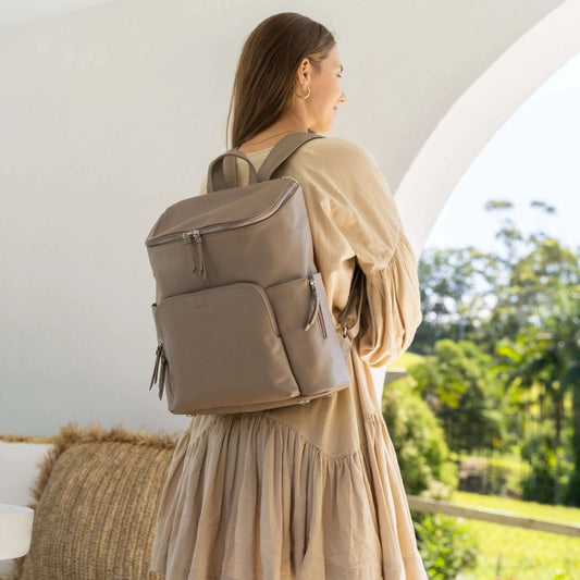 Vanchi Frankie Everyday Backpack - Leather Taupe