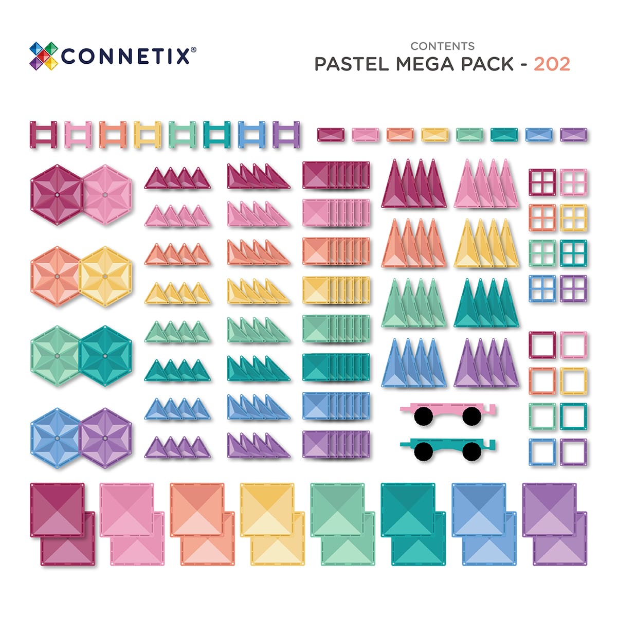 Connetix Magnetic Tiles Pastel MEGA PACK 202 Piece