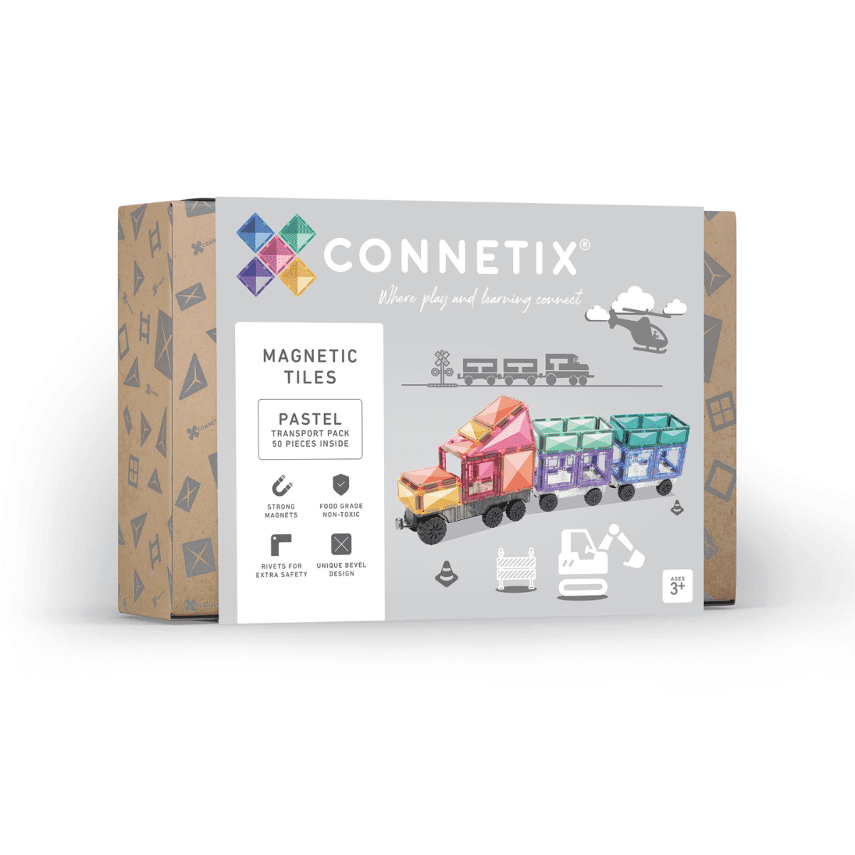 CONNETIX Magnetic Tiles 50 Pce Pastel Transport Pack