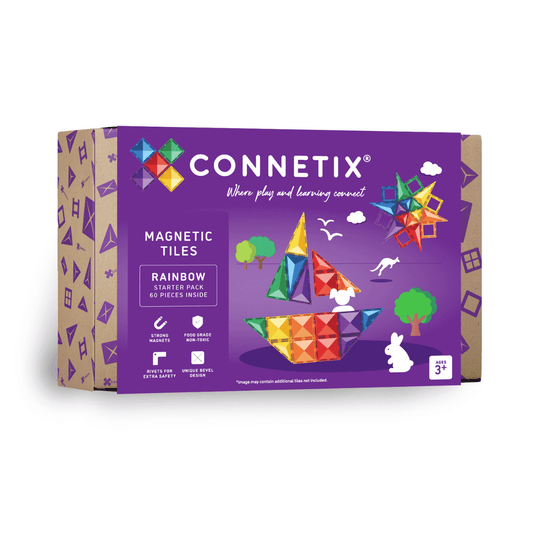 CONNETIX Magnetic Tiles 60 Pce Rainbow Starter Pack