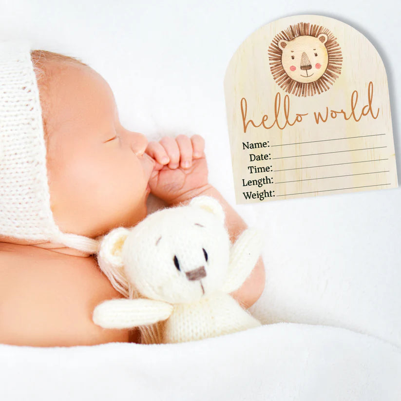 Timber Tinkers Hello World Lion Wooden Arch Birth Disc