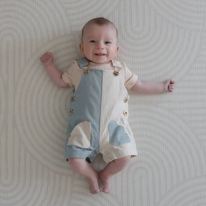 With Love For Kids Everett Short Overalls - Split Blue