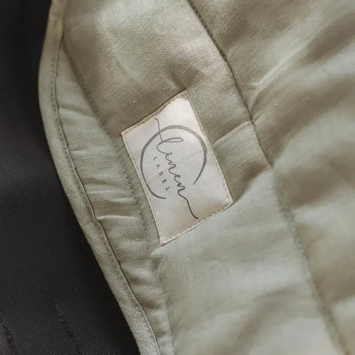 Linen Label Sage Pinstripe French Linen Pram Liner Cushion