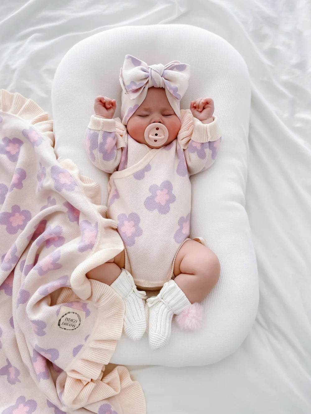 Indigo Dreams Winnie Floral Knit Headband