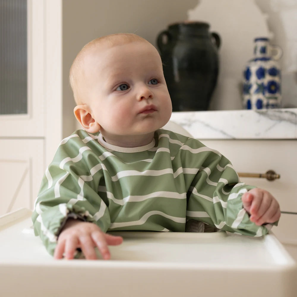 Kyndbaby Messy Bib - Sage Stripe
