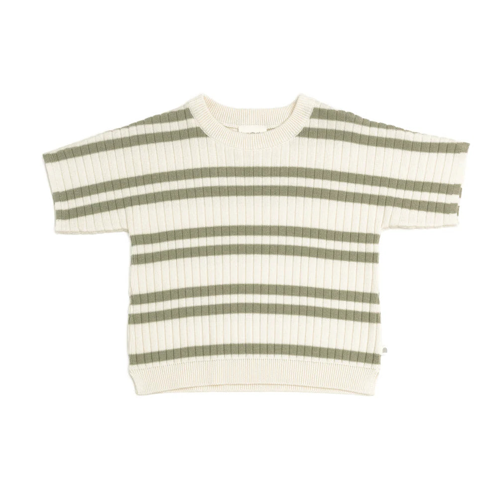 Kyndbaby Gots Slouchy Knit Rib Tee - Sage Stripe