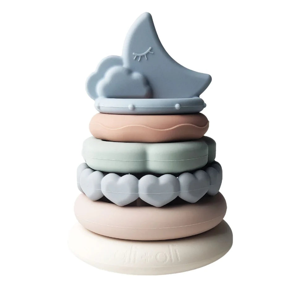 Ali + Oli Soft Silicone 6 Pce Stacking Ring Tower