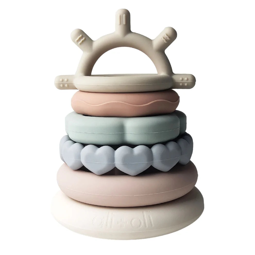 Ali + Oli Soft Silicone 6 Pce Stacking Ring Tower