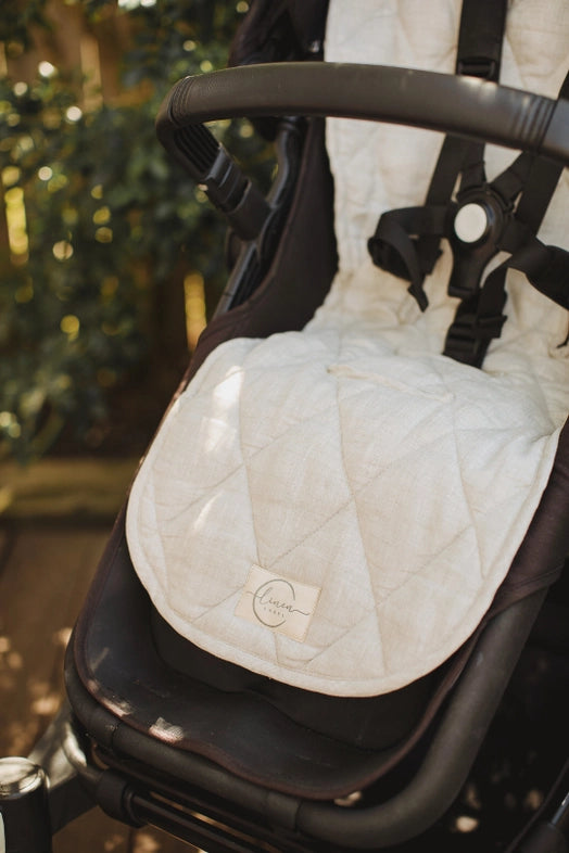 Linen Label Oatmeal & Gingham Pram Liner