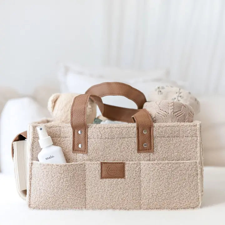 Linen Label Nude Side Pocket Nappy Caddy - Large