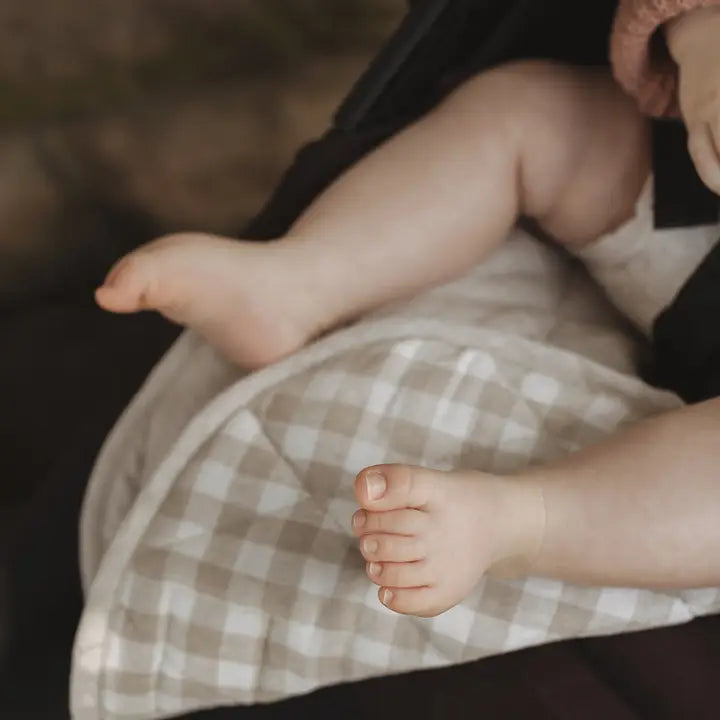 Linen Label Oatmeal & Gingham Pram Liner