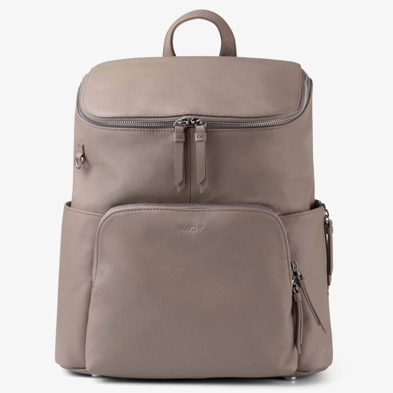 Vanchi Frankie Everyday Backpack - Leather Taupe